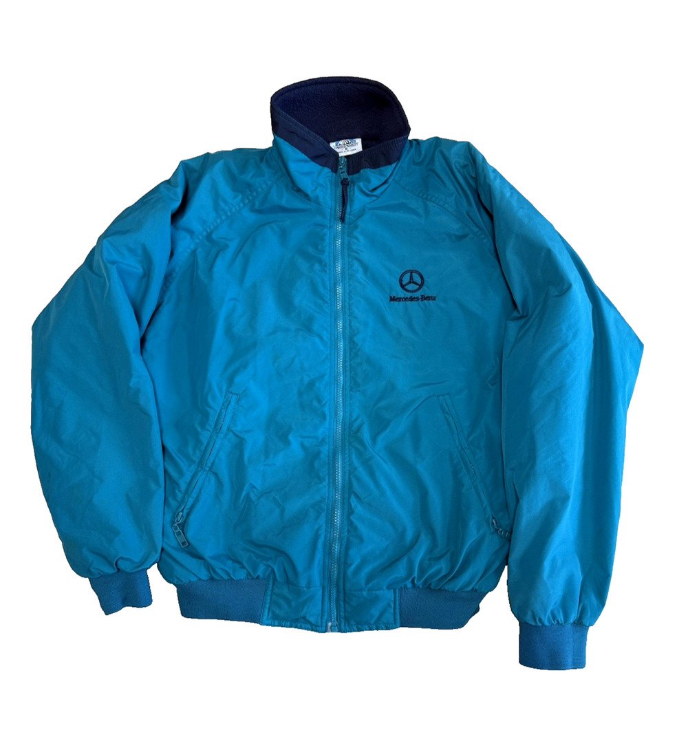 Vintage 90s Mercedes Benz Fahrenheit Jacket Mens M Teal Fleece Lined